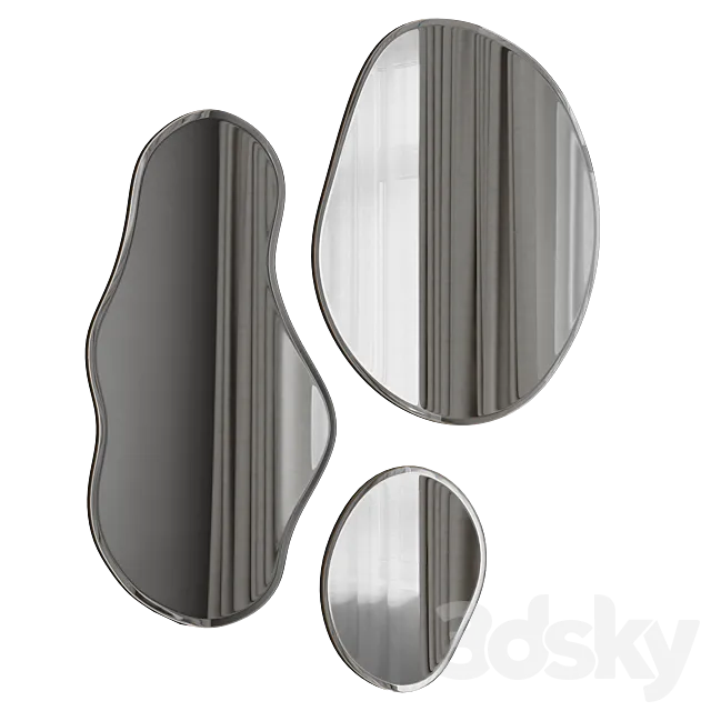 4 compositions of Pond Mirrors 3D Model