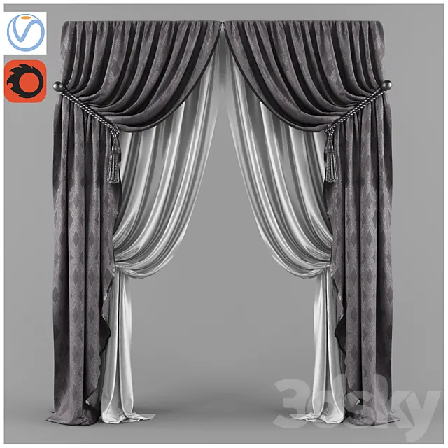4 curtains lilac 3D Model 4 curtains lilac 3D Model