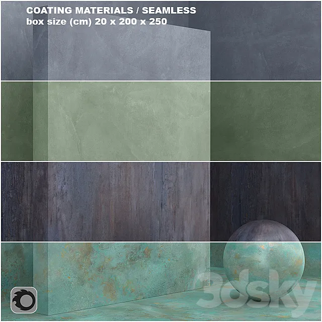 4 materials (seamless) – coating metal plaster – set 31 3D Model