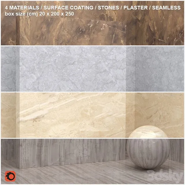 4 materials (seamless) – stone plaster – set 10 3D Model