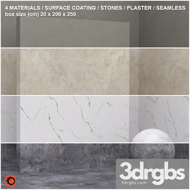 4 materials (seamless) – stone plaster – set 14 3D Model Download 4 materials (seamless) – stone plaster – set 14 3D Model Download