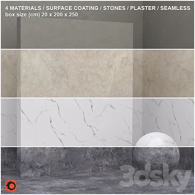 4 materials (seamless) – stone plaster – set 14 3D Model