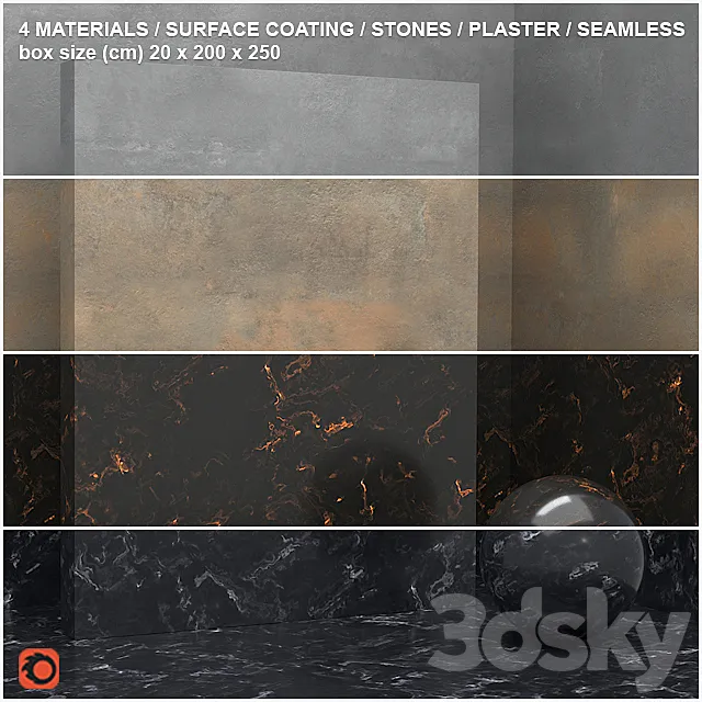 4 materials (seamless) – stone plaster – set 15 3D Model