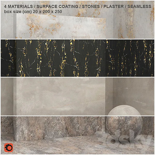 4 materials (seamless) – stone plaster – set 5 3D Model