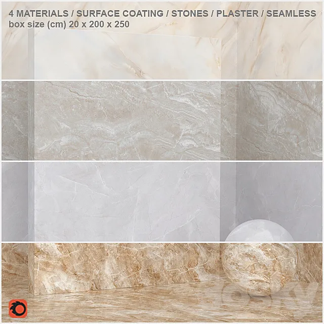 4 materials (seamless) – stone plaster – set 6 3D Model