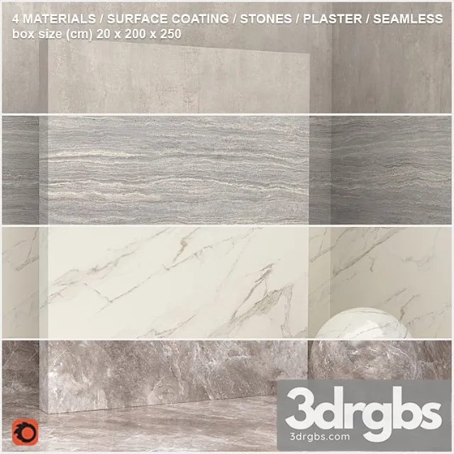 4 materials (seamless) – stone plaster – set 7 3D Model Download 4 materials (seamless) – stone plaster – set 7 3D Model Download