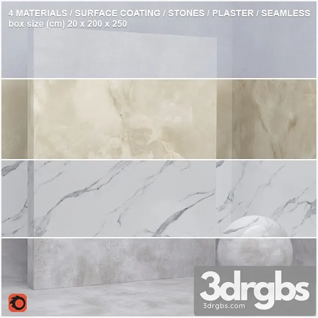 4 materials (seamless) – stone plaster – set 8 3D Model Download 4 materials (seamless) – stone plaster – set 8 3D Model Download