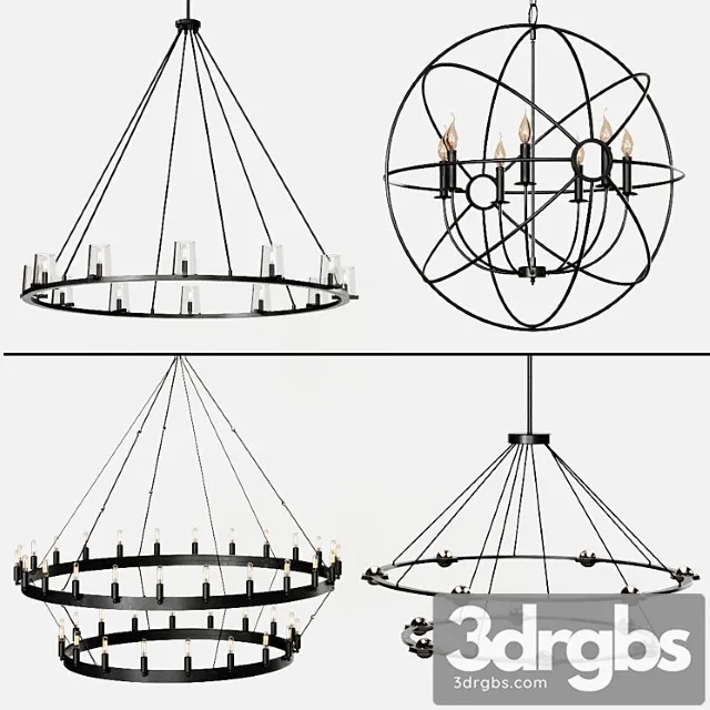 4 type restoration hardware round chandelier set 004 3D Model Download 4 type restoration hardware round chandelier set 004 3D Model Download