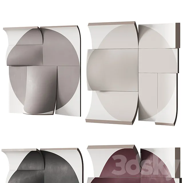 410 decorative wall art 21 drawn circle paint artwork 2 options 4 COLORS 3D Model