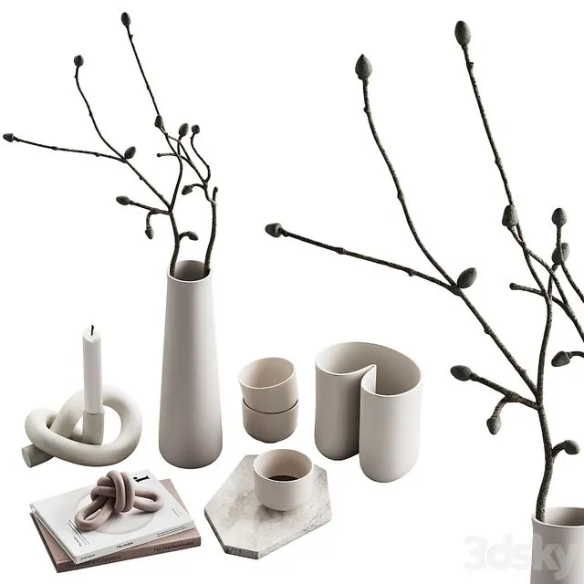 426 decorative set 043 neutral scandi accessories 02 branch & knot 3D Model