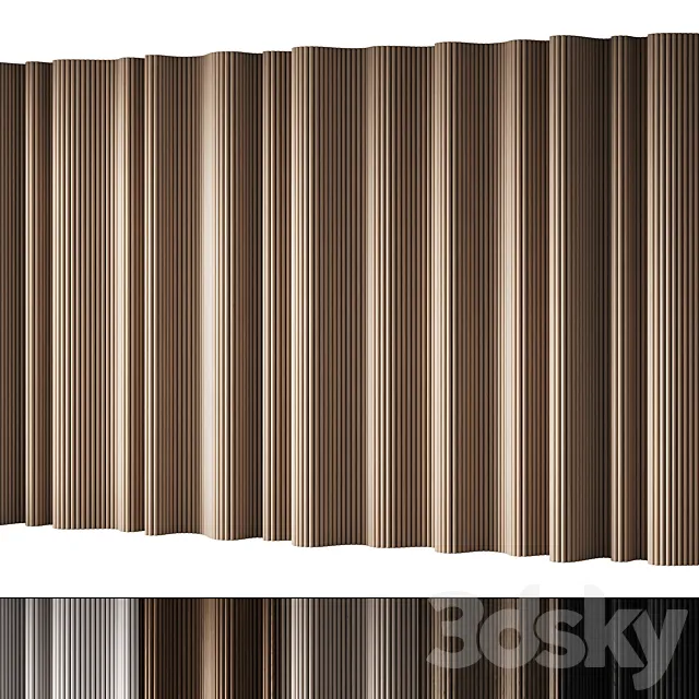 434 wall composition 15 wave fluted wood Reeded Panels 02 3D Model 434 wall composition 15 wave fluted wood Reeded Panels 02 3D Model