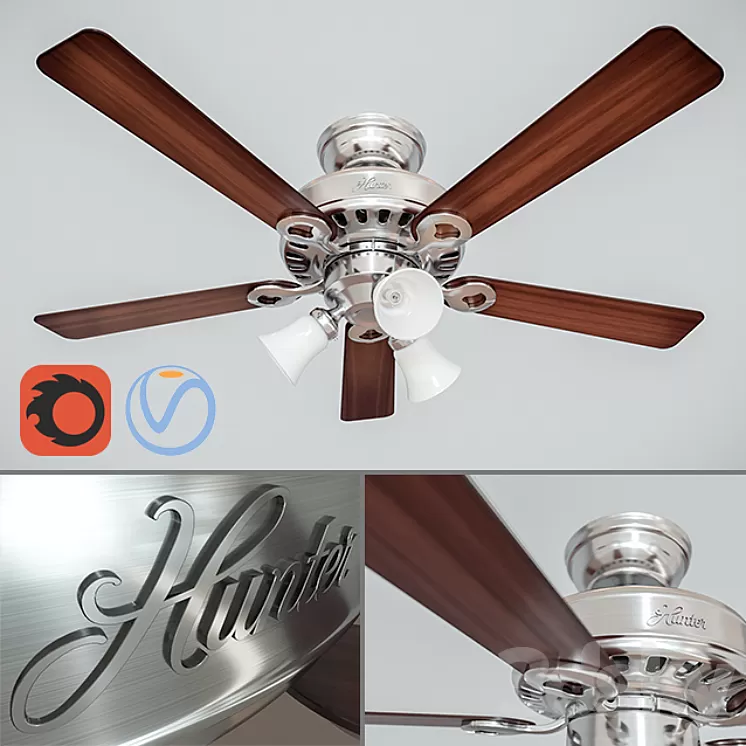 44 "Hunter Ceiling Fan 3D Model