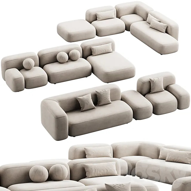 476 modular sofa ribbl by divan.ru 3 options part 2 3D Model 476 modular sofa ribbl by divan.ru 3 options part 2 3D Model