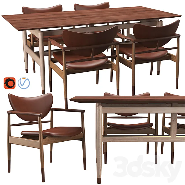 48 Chair & Kaufmann Table 3D Model