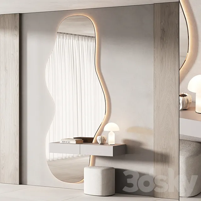 489 hallway zone 10 minimal curved shape mirror 01 3D Model 489 hallway zone 10 minimal curved shape mirror 01 3D Model
