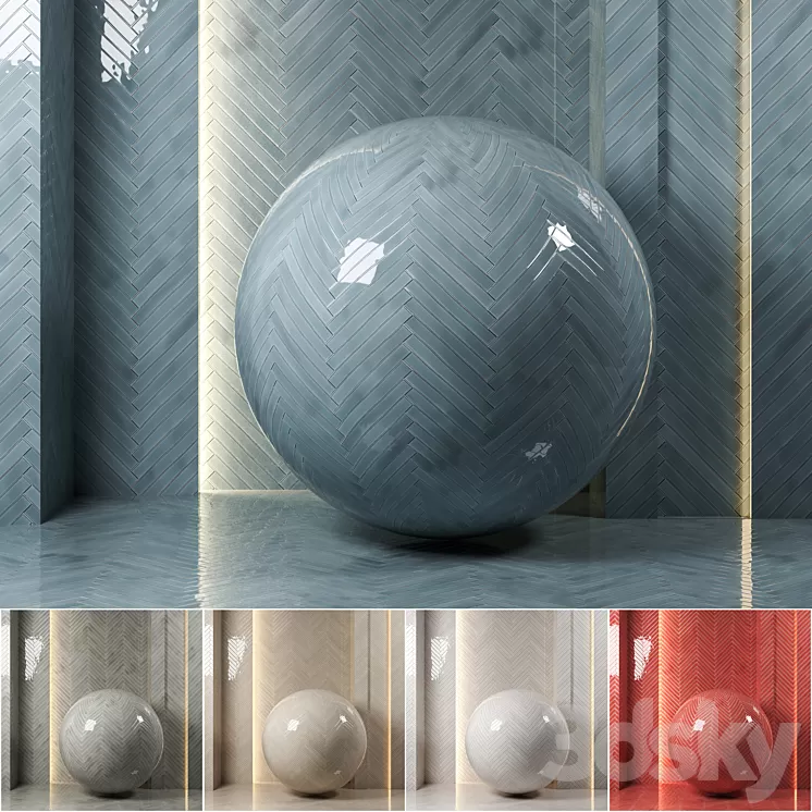 (4k)(5colors)Carolina Polished Ceramic Wall Tiles Set 1-(Seamless pbr) 3D Model