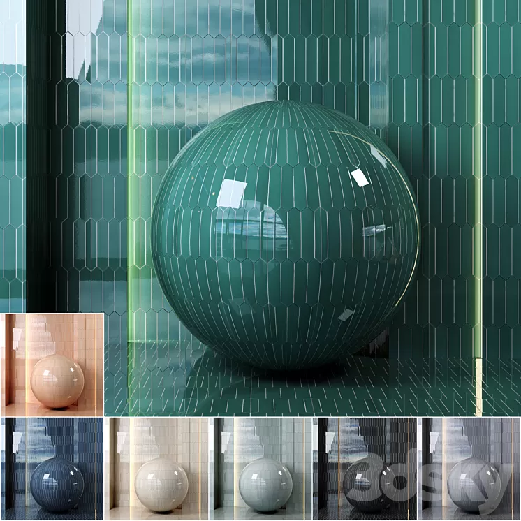 (4k)(7colors) Equipe Lanse ceramics Set 01-(Seamless pbr) 3D Model