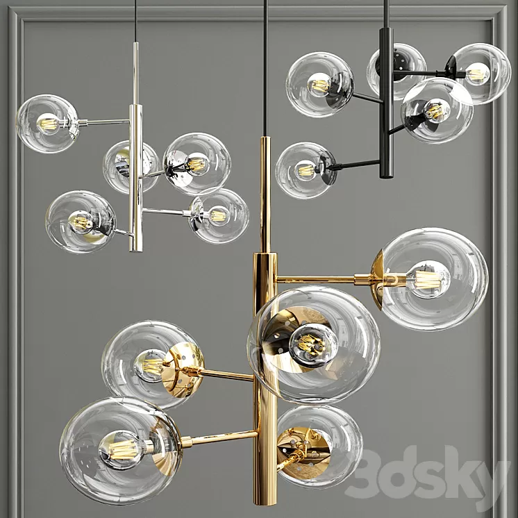 5 Globe Pendant Light lean lake 3D Model