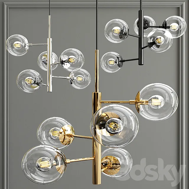 5 Globe Pendant Light lean lake 3DModel