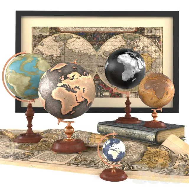 5 globes from Authentic Models 3D Model 5 globes from Authentic Models 3D Model