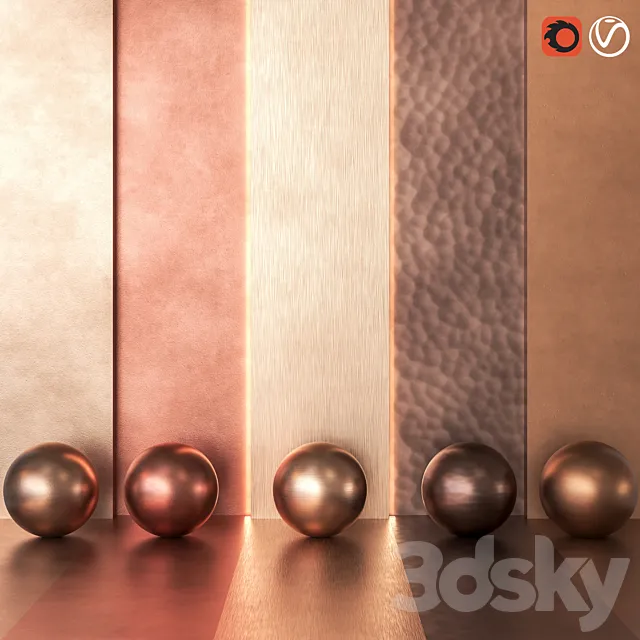 5 in 1 4k Copper Metal Pack Textures & Materials 4K – Seamless – Vol 1 3D Model