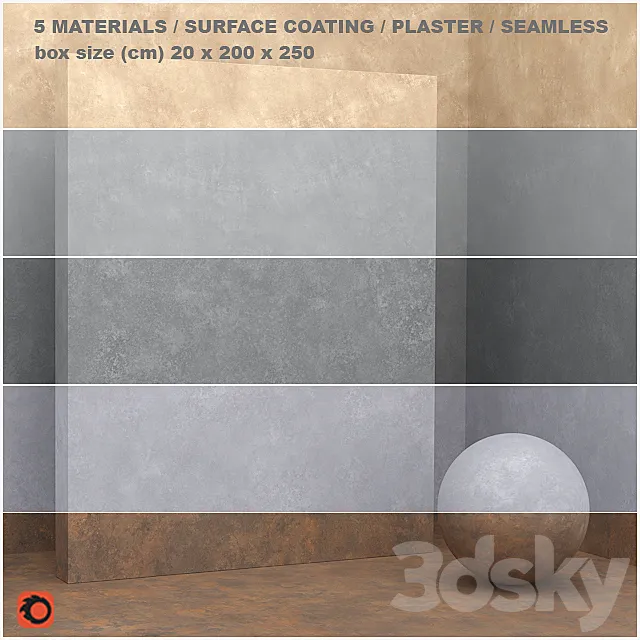 5 materials (seamless) – stone. plaster – set 19 3DModel
