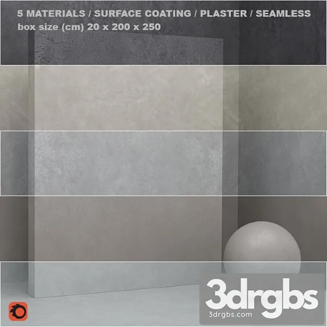 5 materials (seamless) – stone plaster – set 20 3D Model Download