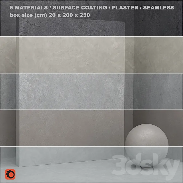 5 materials (seamless) – stone. plaster – set 20 3DModel