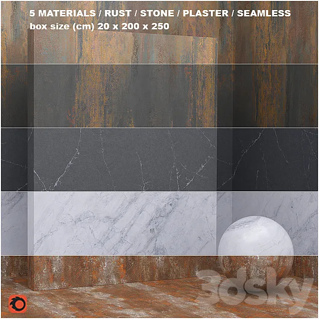 5 materials (seamless) – stone plaster – set 26 3D Model