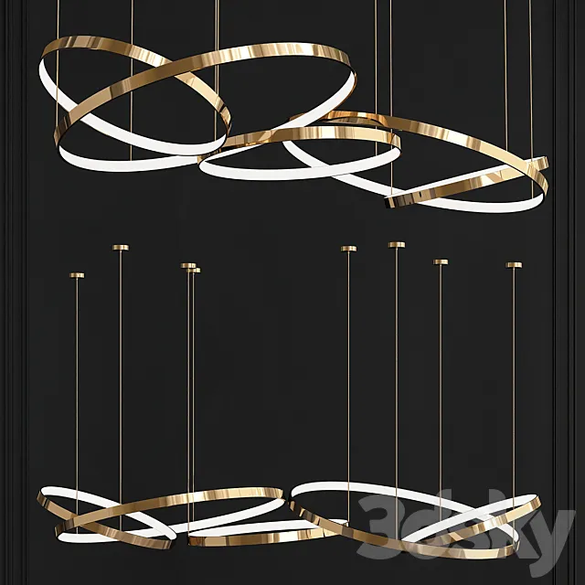 5 Ring Chandelier 3D Model