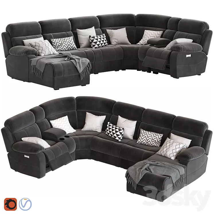 5-Seater Corner Sofa with Chaise and Foot lift 3D Model 5-Seater Corner Sofa with Chaise and Foot lift 3D Model