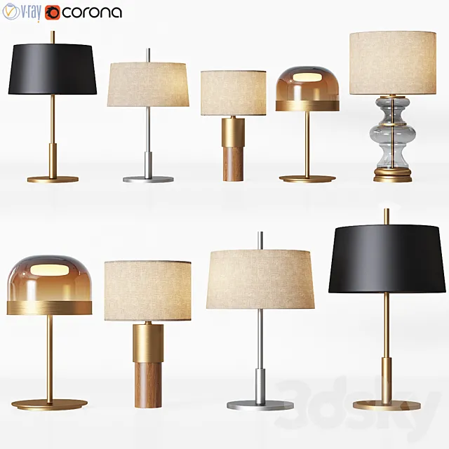 5 Table Lamps Set 1 3DModel