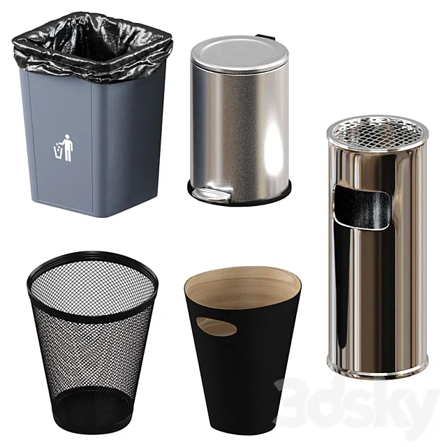 5 trash bin (low poly) 3DModel