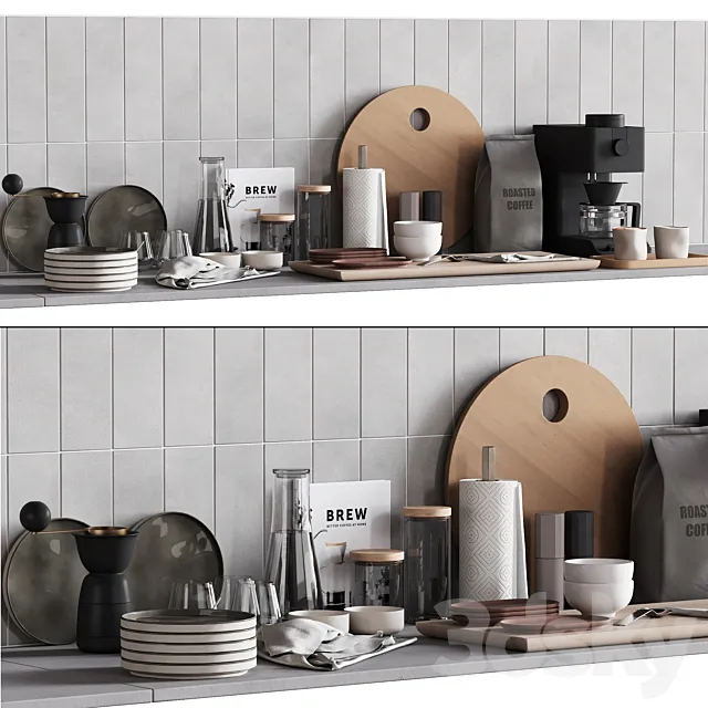 511 kitchen decor set accessories 08 dishes and coffee kit 01 3D Model 511 kitchen decor set accessories 08 dishes and coffee kit 01 3D Model