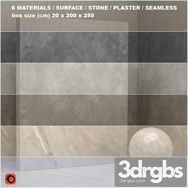 6 materials (seamless) – stone plaster – set 22 3D Model Download