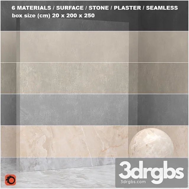 6 materials (seamless) – stone plaster – set 23 3D Model Download