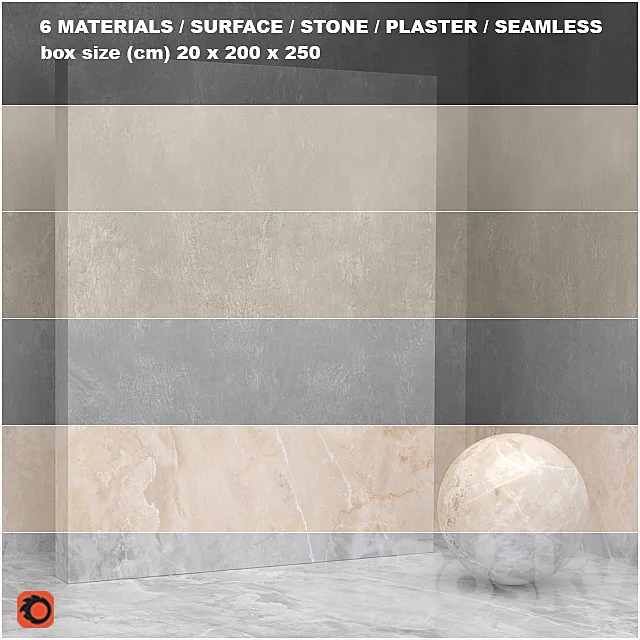 6 materials (seamless) – stone. plaster – set 23 3DModel