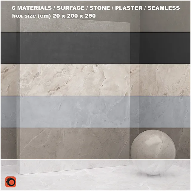 6 materials (seamless) – stone plaster – set 24 3D Model