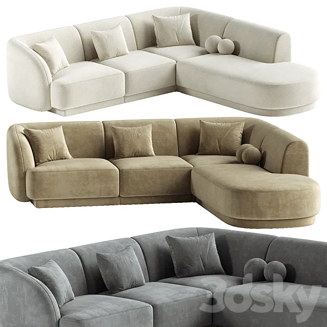 6 seater corner sofa Miley right 3D Model
