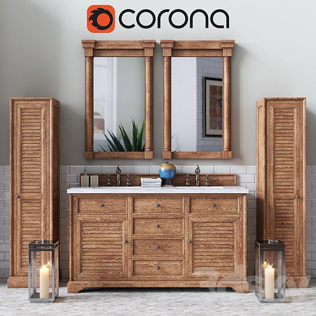 60 “Savannah Driftwood Double Sink Bathroom Vanity 3D Model 60 “Savannah Driftwood Double Sink Bathroom Vanity 3D Model