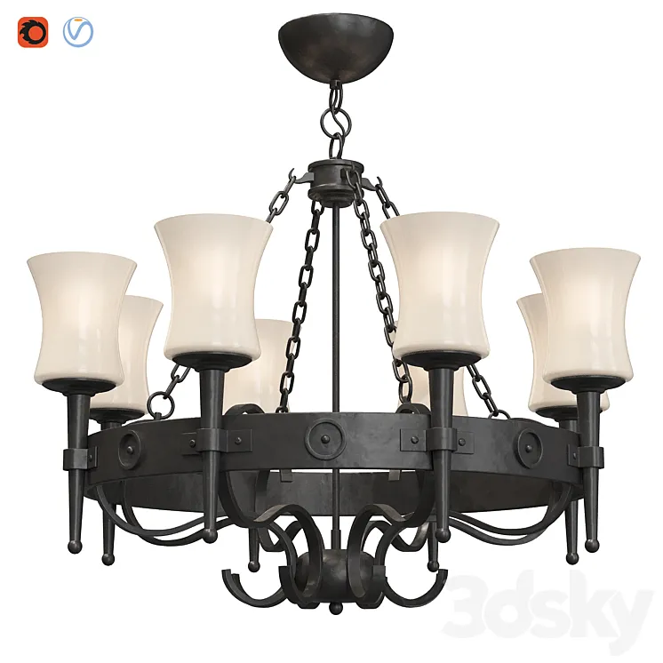 8 Lamp Ceiling Light 3D Model Free Download