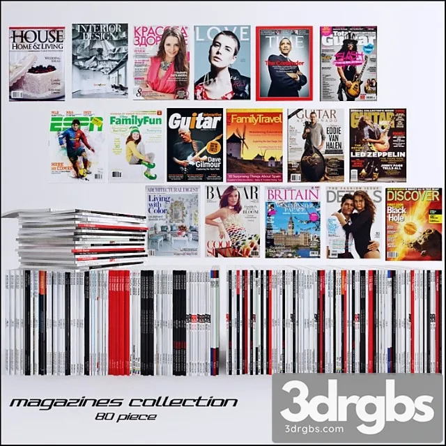 80 Piece Collection of Magazines 3D Model Download