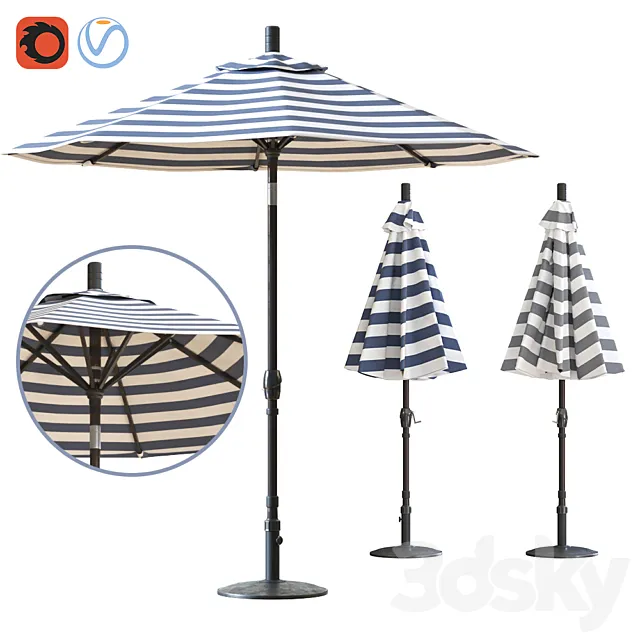 9′ Market Sun Umbrella Allmodern 3D Model