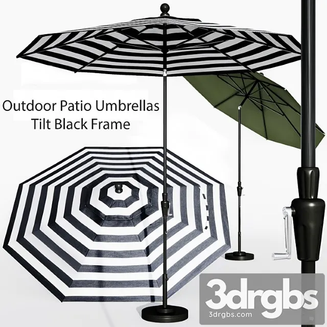 9 Sunbrella Black Cabana Stripe Outdoor Patio Umbrella With Black Tilt Frame Reviews 3D Model Download