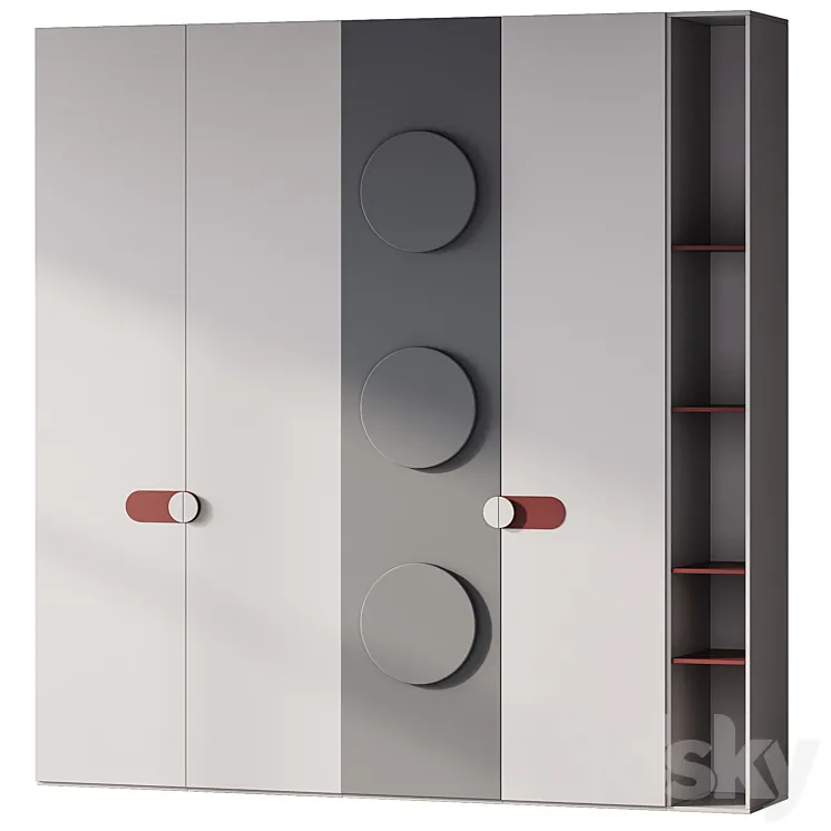 91 Wardrobe Composition with shelves 3D Model Free Download
