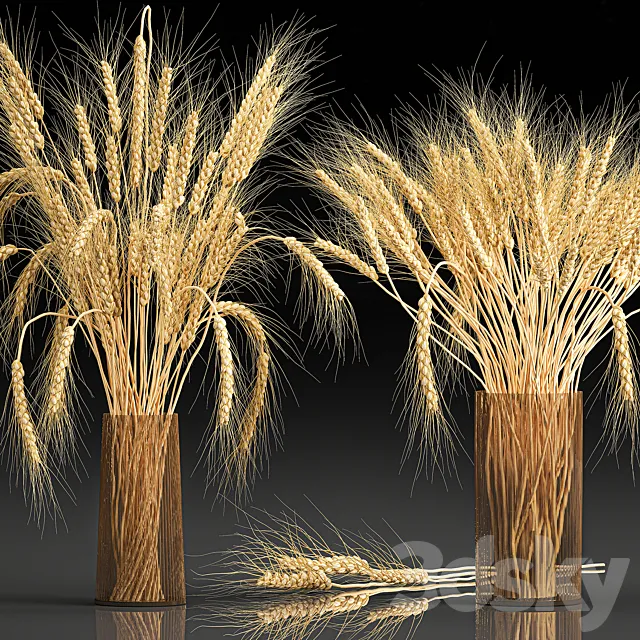 A beautiful bouquet of dried flowers in a vase with dry branches wheat spikelet. 123 3D Model A beautiful bouquet of dried flowers in a vase with dry branches wheat spikelet. 123 3D Model