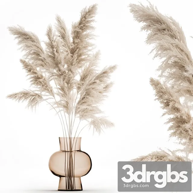 A beautiful lush bouquet of dried flowers in a vase with dry branches of pampas cortaderia white reeds 150 3D Model Download