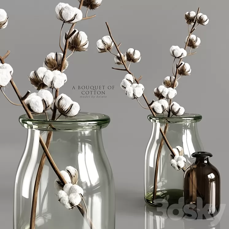 A bouquet of cotton 3D Model Free Download