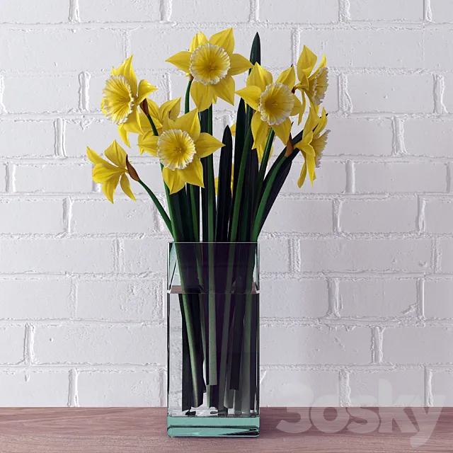 A bouquet of daffodils 3D Model A bouquet of daffodils 3D Model