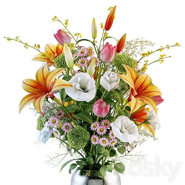 A bouquet of different flowers 3D Model A bouquet of different flowers 3D Model
